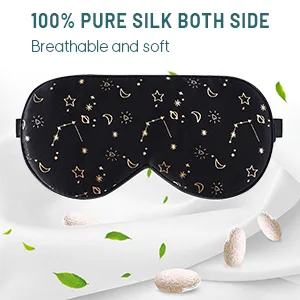 townssilk 2 pcs 100% Silk Sleep mask with Adjustable Strap Comfortable and Super Soft Eye mask Including 1 pc Balck and 1 pc Pink 2pbp - silk