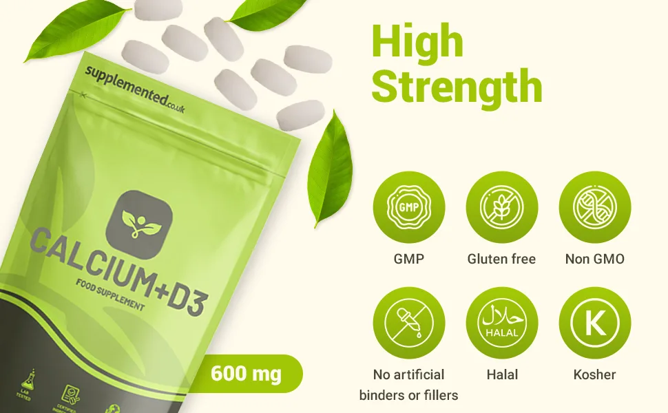 Calcium Citrate 600mg D3 180 Capsules Supplement Bones Teeth UK Made. Pharmaceutical Grade - Calcium D3