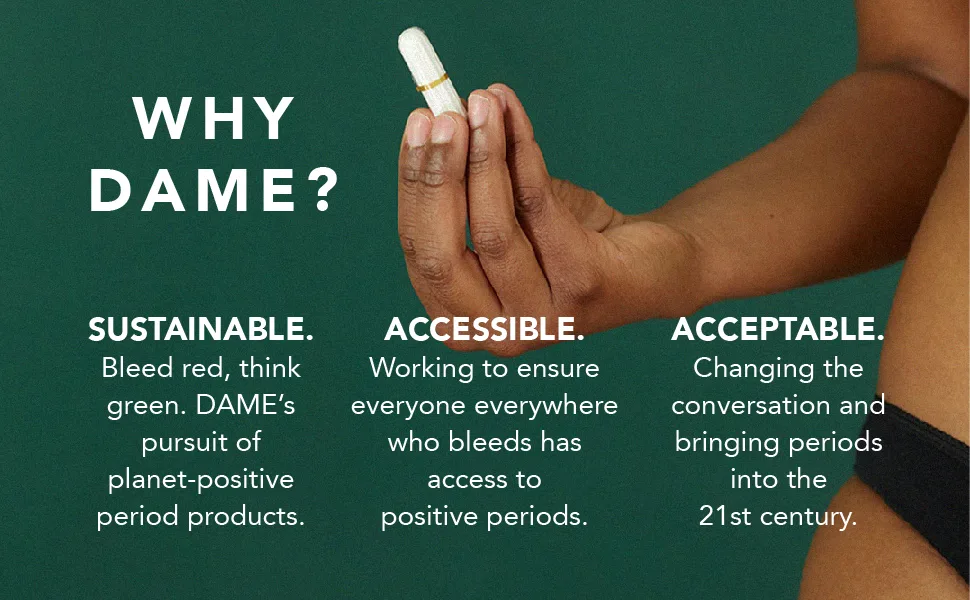 Dame Super Tampons (x14) Hypoallergenic 100% Plastic Free Tampons pH Neutral No Toxins 100% Compostable Fully Biodegradable Super (14 Tampons) - DAME