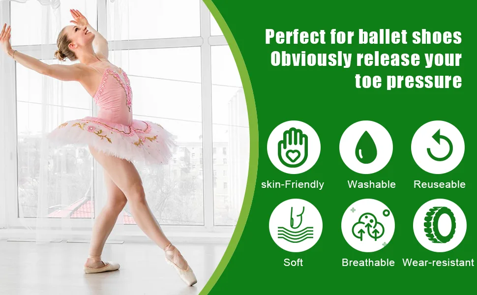 EQLEF Silicone Gel Toe Caps Soft Ballet Pointe Dance Athlete Shoe Toe Pads Toe Protector with Breathable Hole Toe Protector for Feet 2 Pairs - Silicone Gel Toe Caps
