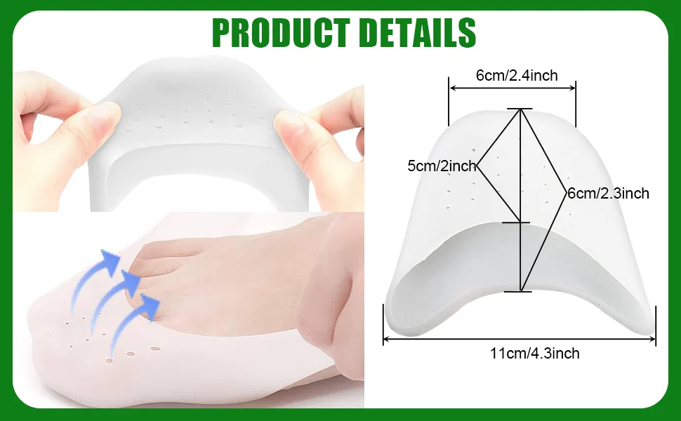 EQLEF Silicone Gel Toe Caps Soft Ballet Pointe Dance Athlete Shoe Toe Pads Toe Protector with Breathable Hole Toe Protector for Feet 2 Pairs - Silicone Gel Toe Caps