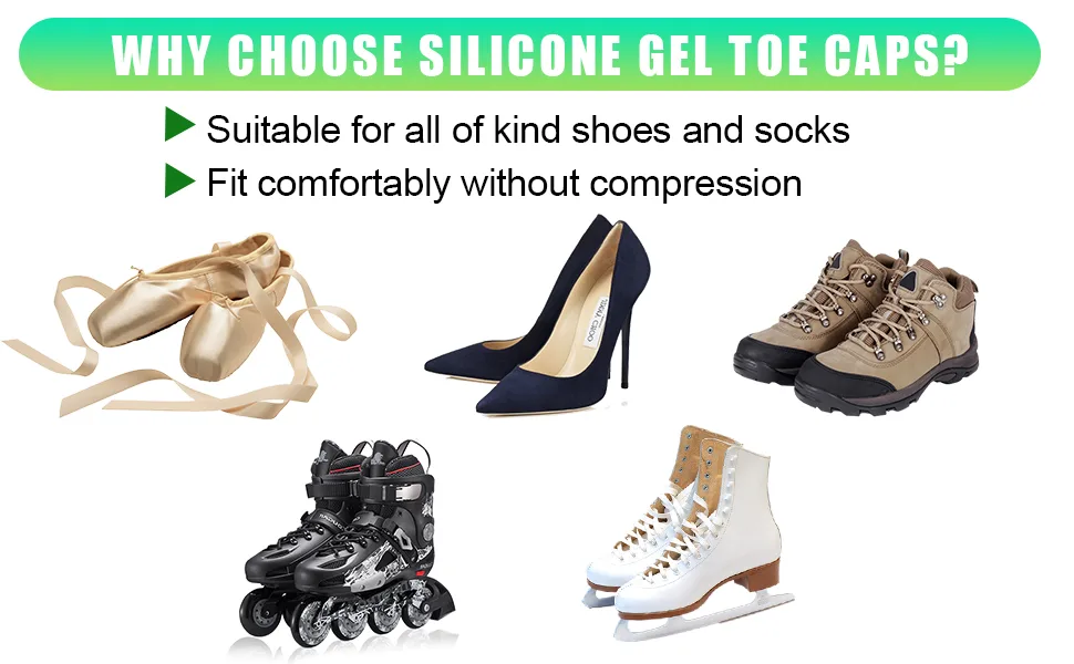 EQLEF Silicone Gel Toe Caps Soft Ballet Pointe Dance Athlete Shoe Toe Pads Toe Protector with Breathable Hole Toe Protector for Feet 2 Pairs - Silicone Gel Toe Caps