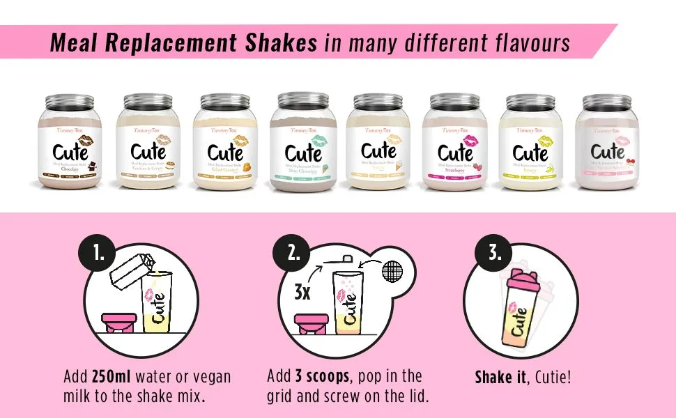 Cute Nutrition Meal Replacement Shake - Protein Shake High in Protein - Vanilla - Vitamins and Minerals - 500 g - Bonus E-book - by TummyTox - All TummyTox Cute Nutrition Shakes