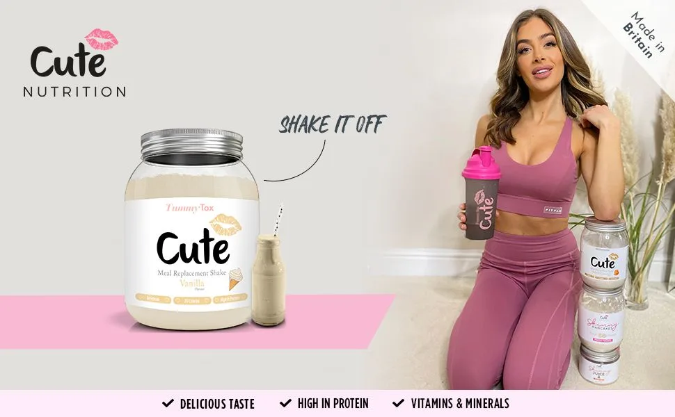 Cute Nutrition Meal Replacement Shake - Protein Shake High in Protein - Vanilla - Vitamins and Minerals - 500 g - Bonus E-book - by TummyTox - TummyTox Cute Vanilla Shake
