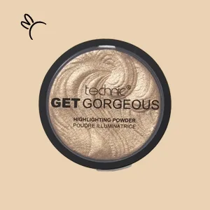 Technic Get Gorgeous Highlighting Powder - Pressed Shimmer Face Makeup Compact for a Golden Glow. Shade: 24CT Gold 24CT Gold 6 g (Pack of 1) - 1113