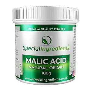 Special Ingredients Malic Acid Powder 100g Premium Quality Natural Origin - Vegan Non-GMO - Recyclable Container 100 g (Pack of 1) - Malic Acid