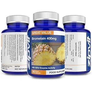 Bromelain 400mg 90 Vegan Capsules. 6 Weeks Supply. 480 GDU Enzymes. Natural Pineapple Enzyme. - Bromelain 400mg