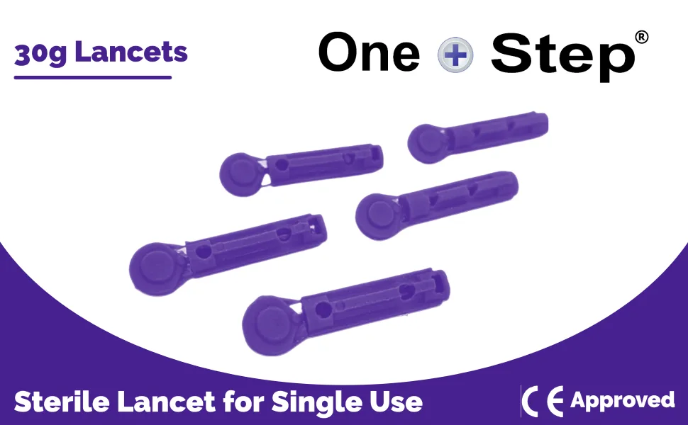 100 x 30g Sterile Lancets For Single Use - One Step - 30g Lancet Main