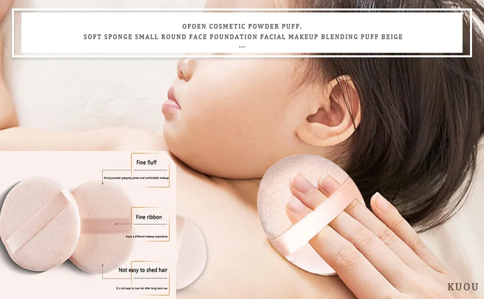 Cosmetic Powder Puff 5 Pieces Cosmetic Soft Sponge Small Round Face Foundation Facial Makeup Blending Puff Beige(2.36inch) - product information 1