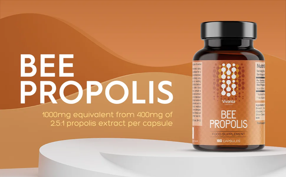 Bee Propolis - 2000mg Propolis equivalent per Serving - 3 month supply (180 Capsules / 90 Servings) - Natural Food Supplement - Bee Propolis Capsules 180 Count (Pack of 1) - propolis