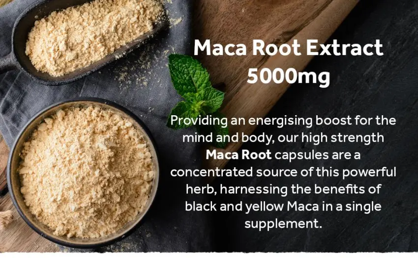 Maca Root Capsules 5000mg Black Maca and Yellow Maca Combination High Strength Maca Root Powder Extract. 180 Vegan Capsules 6 Months Supply. Vegetarian Society Approved. - Maca Root Extract 5000mg harnessing the benefits of black and yellow Maca in a single supplement.