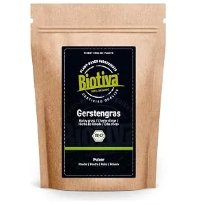 Biotiva Barley Grass Powder Organic 500g - Young fine Barley Grass - from Germany - Organic Certification (DE-ECO-005) - Finest Taste - Wheatgrass