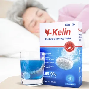Y-Kelin 60 Tablets Denture Cleansing Tablets for Overnight Dental Prosthesis (60 tabs) 60 Count (Pack of 1) - cleaner