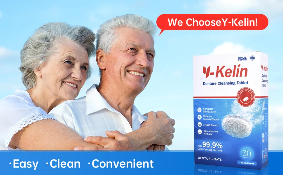 Y-Kelin 90 Tablets Denture Cleansing Tablets for Overnight Dental Prosthesis (90 tabs) 90 Count (Pack of 1) - denture tablet