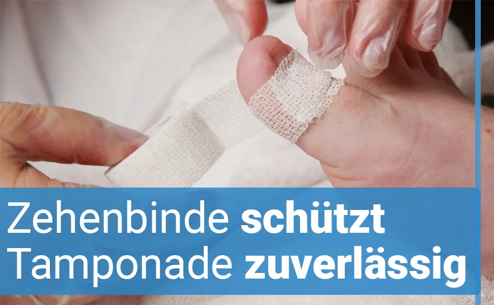 Kosmetex Sets with Tamponade Toe Bandage Cotton Hooks Tamponade Stofer Corner Lifter etc. Set 2 - Complete toe bandage protects the inlaid tamponade in daily life when running