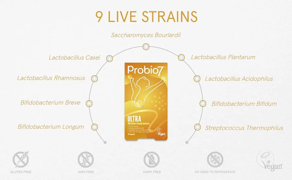 Probio7 Ultra | 100 Billion CFU | Bioflavonoid | Digestive Health | for Men and Women 30 Count (Pack of 1) - 9 strain