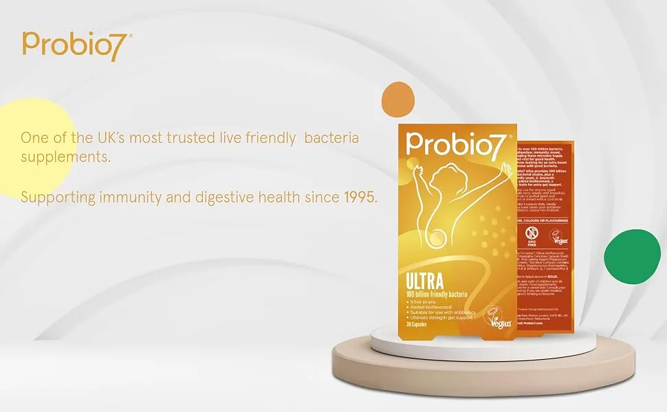 Probio7 Ultra | 100 Billion CFU | Bioflavonoid | Digestive Health | for Men and Women 30 Count (Pack of 1) - ultra