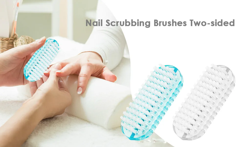 Two-sided Cleaning Scrubbing Brushes for Toes and Nails Cleaner Fingernail Dust Dirt Cleaning Manicure Pedicure Nail Tools (Color : Blue) - product information 1