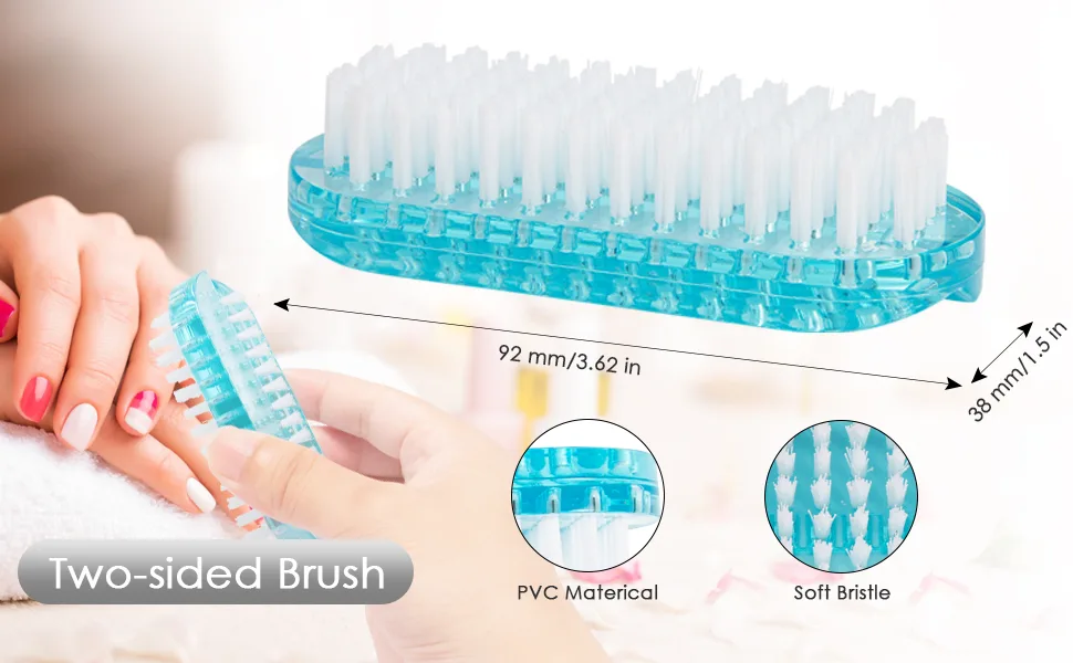 Two-sided Cleaning Scrubbing Brushes for Toes and Nails Cleaner Fingernail Dust Dirt Cleaning Manicure Pedicure Nail Tools (Color : Blue) - product information 2