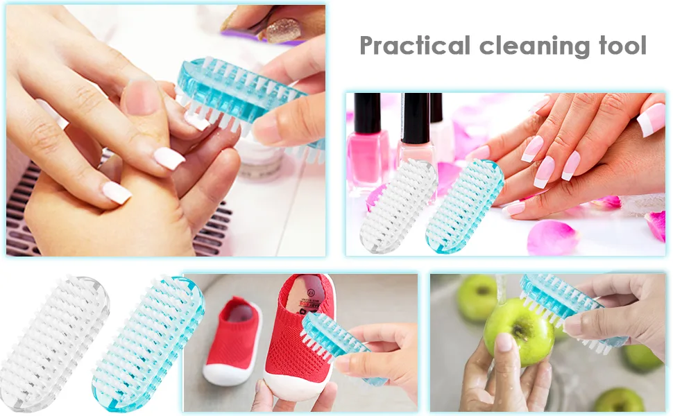 Two-sided Cleaning Scrubbing Brushes for Toes and Nails Cleaner Fingernail Dust Dirt Cleaning Manicure Pedicure Nail Tools (Color : Blue) - product information 3