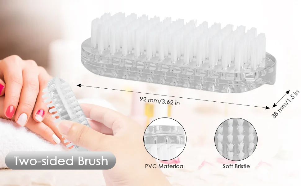 Two-sided Cleaning Scrubbing Brushes for Toes and Nails Cleaner Fingernail Dust Dirt Cleaning Manicure Pedicure Nail Tools (Color : White) - product information 2