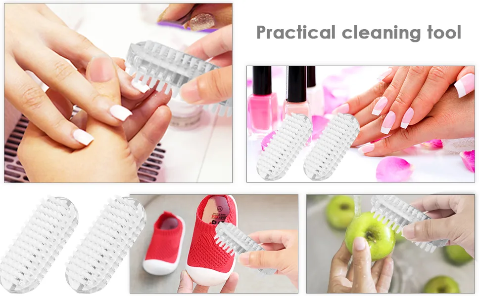 Two-sided Cleaning Scrubbing Brushes for Toes and Nails Cleaner Fingernail Dust Dirt Cleaning Manicure Pedicure Nail Tools (Color : White) - product information 3