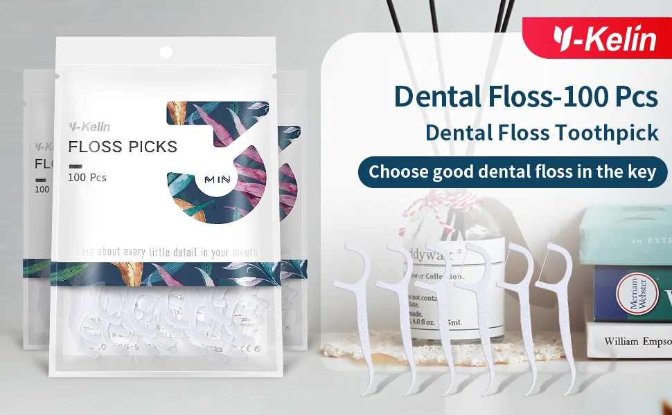 Dental Floss-100 Pcs Dental Floss Toothpick Teeth Stick Tooth Picks Floss Picks Teeth Cleaning (100 Picks) 100 Count (Pack of 1) - Floss stick