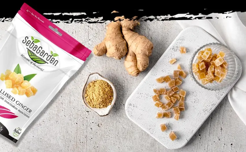Seba Garden Crystallized Ginger 1 kg - Ziplock bag Healthy Snacks Premium Quality - Crystallised Ginger 3