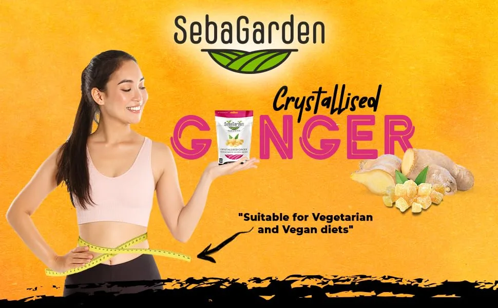 Seba Garden Crystallized Ginger 1 kg - Ziplock bag Healthy Snacks Premium Quality - Crystllised Ginger 1