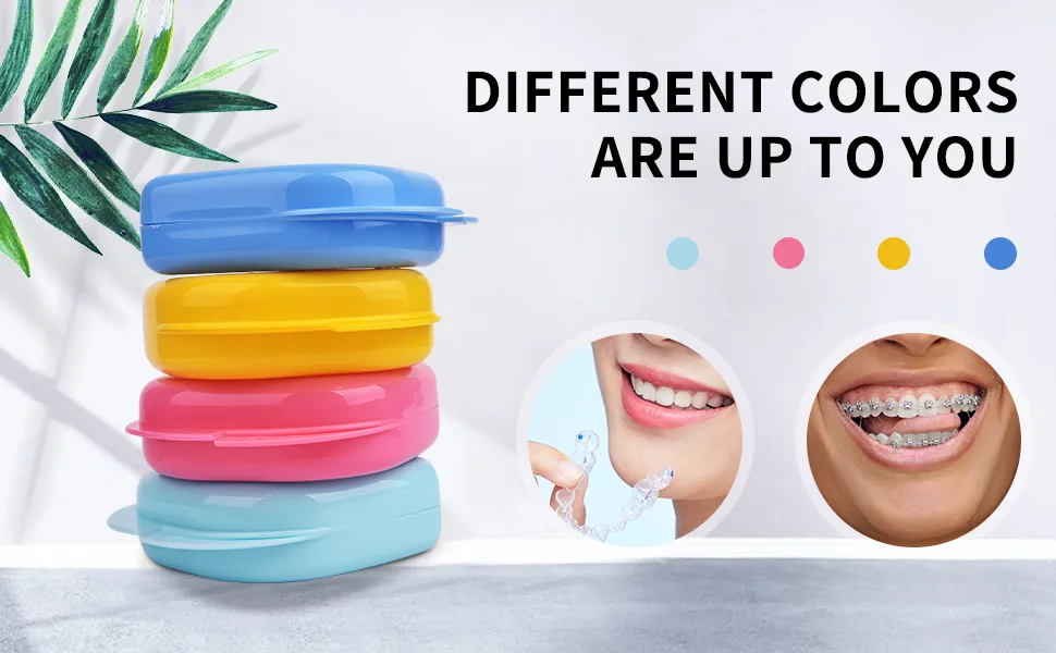 Y-Kelin Retainer Box Retainer Container Partial Denture Box Light Blue+white - case