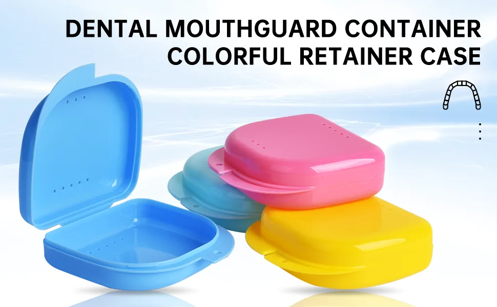 Y-Kelin Retainer Box Retainer Container Partial Denture Box Light Blue+white - retainer case