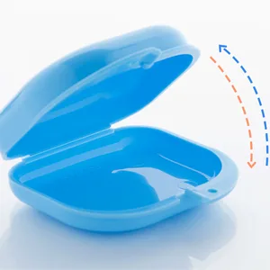Y-Kelin Retainer Box Retainer Container Partial Denture Box Light Blue+white - Snap lock