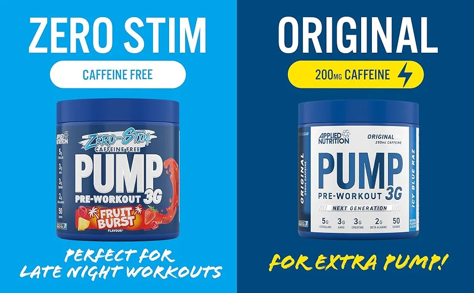 Applied Nutrition Pump Zero Pre Workout - Zero Stim Caffeine Free Energy & Performance (375g - 25 Servings) (Fruit Burst) Zero Stimulant - Fruit Burst 25 Servings (Pack of 1) - A+ Pump Zero new label 2