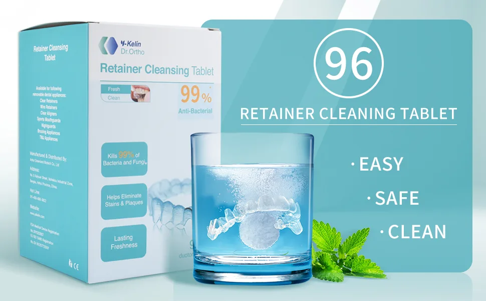 Y-kelin Orthodontic Retainer Cleansing Tablet 96 Tablet (96 Count (Pack of 1)) - 96 Retainer Cleaning Tablet