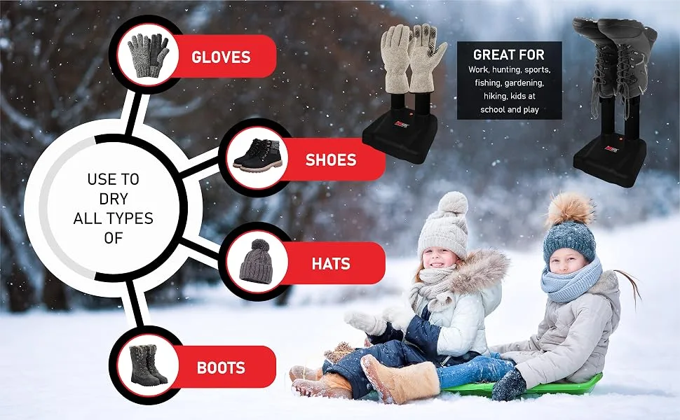 JobSite Original Shoe Boot Dryer - Electric Warmer Dries & Deodorizes Ultra Silent - UK Plug/EU Adapter - Boot Dryer