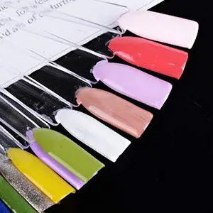 100pcs Fan-shaped False Fake Nail Art Tips Colour Swatch Sticks Nail Polish Gel Colour Display Sticks Practice Tools with Metal Display Ring - product information 5