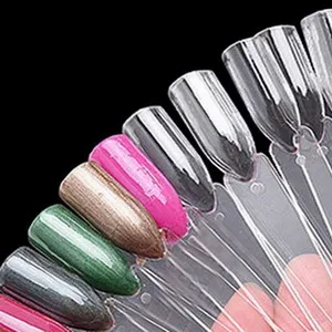 100pcs Fan-shaped False Fake Nail Art Tips Colour Swatch Sticks Nail Polish Gel Colour Display Sticks Practice Tools with Metal Display Ring - product information 6