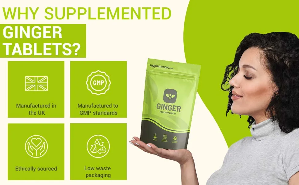 Ginger Root Extract 3000mg 180 Tablets UK Made. Pharmaceutical Grade - Ginger