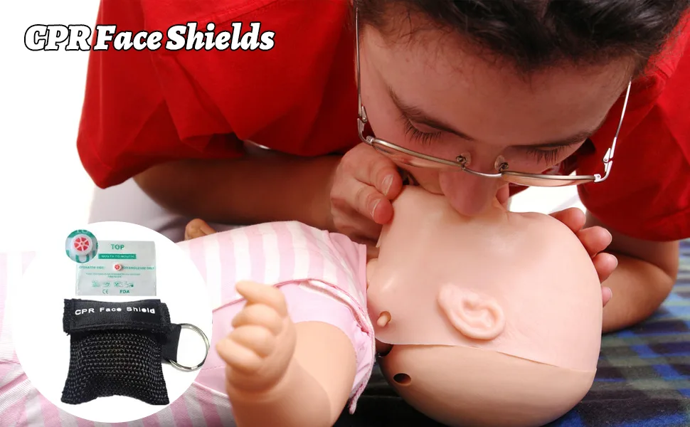 CPR Face Shields 5 Pcs CPR Resuscitation Face Mask Keychain Ring Pouch for First Aid Cardiac Resuscitation Training (Black) - CPR Face Shields