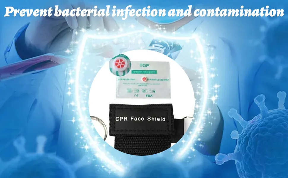CPR Face Shields 5 Pcs CPR Resuscitation Face Mask Keychain Ring Pouch for First Aid Cardiac Resuscitation Training (Black) - CPR Face Shields