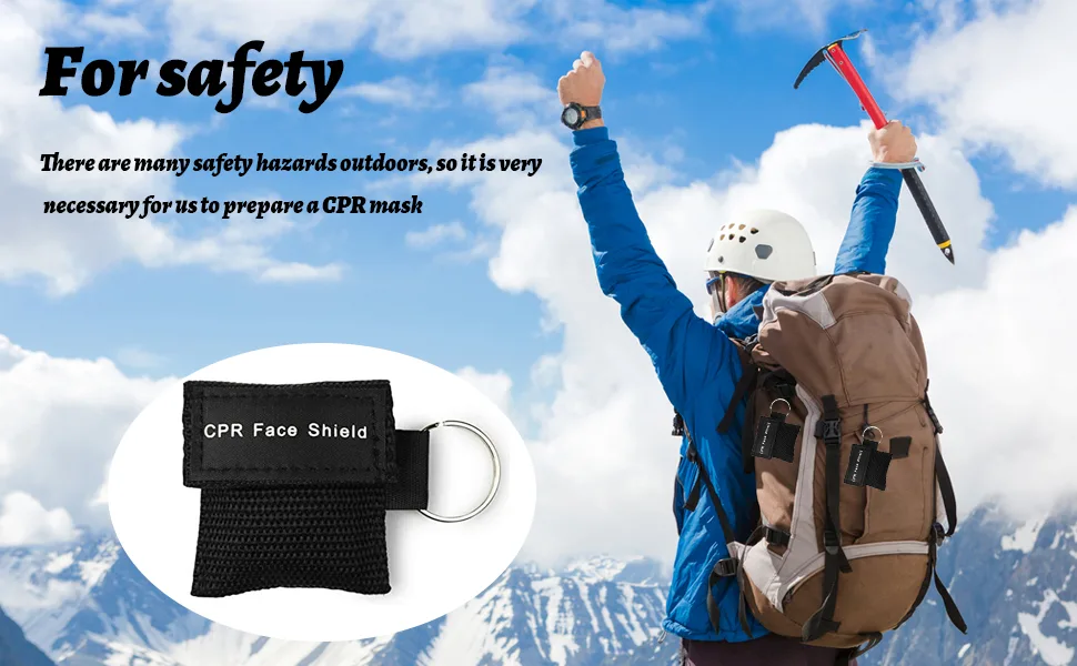 CPR Face Shields 5 Pcs CPR Resuscitation Face Mask Keychain Ring Pouch for First Aid Cardiac Resuscitation Training (Black) - CPR Face Shields