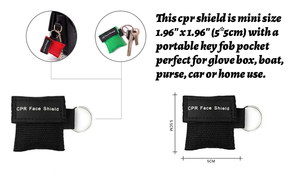 CPR Face Shields 5 Pcs CPR Resuscitation Face Mask Keychain Ring Pouch for First Aid Cardiac Resuscitation Training (Black) - CPR Face Shields