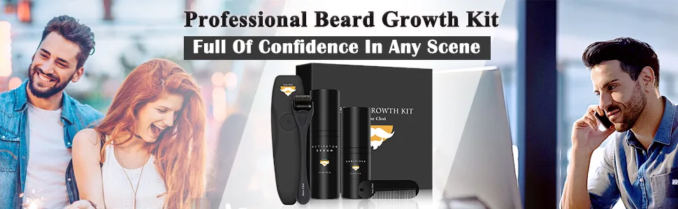 Beard Growth Kit Jane Choi Beard Grooming Tools for Beard Rapid Growth and Thickening Beard Growth Activator Serum Beard Roller Beard Comb/ - beard growth kit gift for men