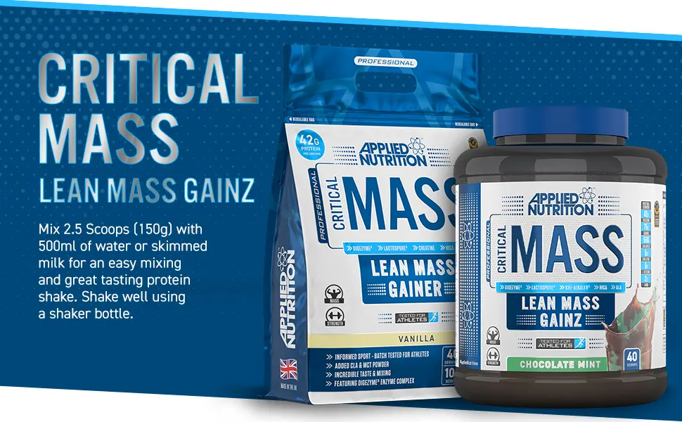 Applied Nutrition Critical Mass Professional - Weight Gain Protein Powder High Calorie Weight Gainer Lean Mass (2.4kg - 16 Servings) (Vanilla) - 014-Critical-Mass-Professional-A+-4
