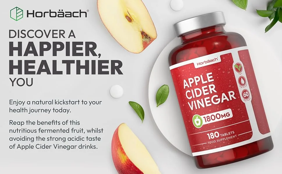 Apple Cider Vinegar Tablets 1800mg | High Strength ACV | 180 Tablets (Not Capsules) | by Horbaach - product information 1