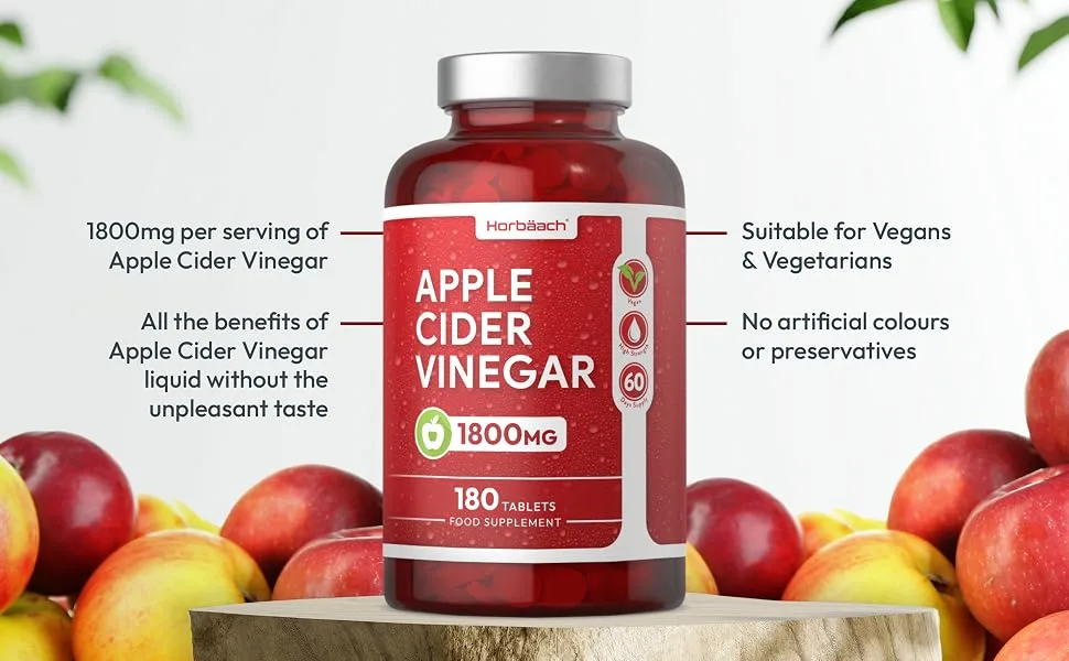 Apple Cider Vinegar Tablets 1800mg | High Strength ACV | 180 Tablets (Not Capsules) | by Horbaach - product information 2