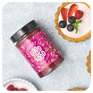 GOOD GOOD Sweet Raspberry Jam - Keto Friendly - Low Calorie Without Added Sugars - Vegan - Gluten Free - Preserves - product information 2