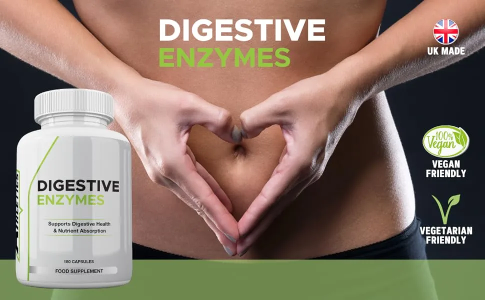 Digestive Enzyme Supplements - 180 Capsules Digestive Enzymes with Plant Based Ingredients - Supports Gut and Daily Digestive Health - digestive enzymes