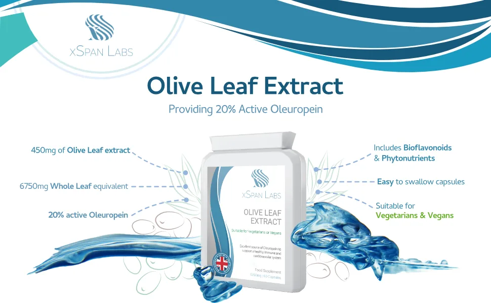 Olive Leaf Extract 450mg (6750mg Whole Leaf Equivalent) 60 Capsules - xspan labs Olive Leaf Extract A