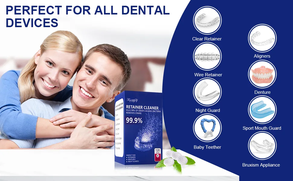 Retainer Cleaning Tablets - New Formulation (120 Tablets Pack 4 Months Supply) 120 Count (Pack of 1) - night guard cleaner tablets